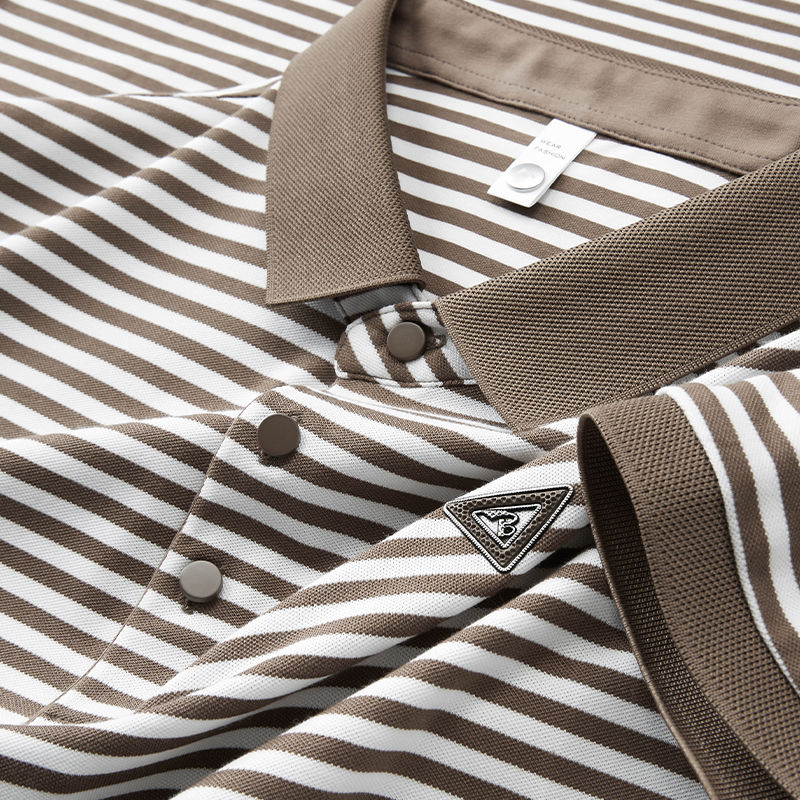 Vinatge Brown and white Striped Branded Polo T-Shirt