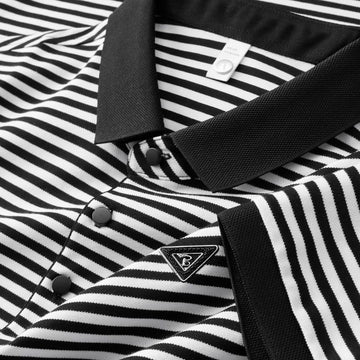 Vintage Black and white Striped Branded Polo T-Shirt