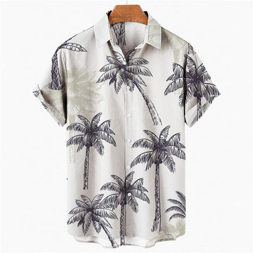 Men’s Ivory Coconut Palm Print Relaxed Fit Shirt