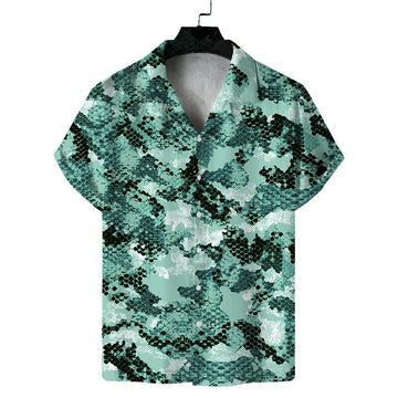 Men’s Mint Green Snakeskin Print Relaxed Fit Shirt