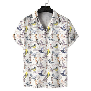 Men’s Ivory Bird Print Relaxed Fit Shirt