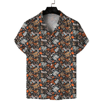 Men’s Black Botanical Print Relaxed Fit Shirt