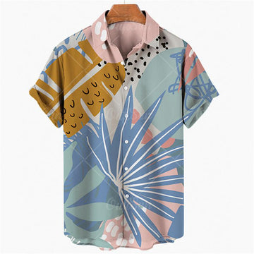 Men’s Multicolour Abstract Tropical Print Relaxed Fit Shirt