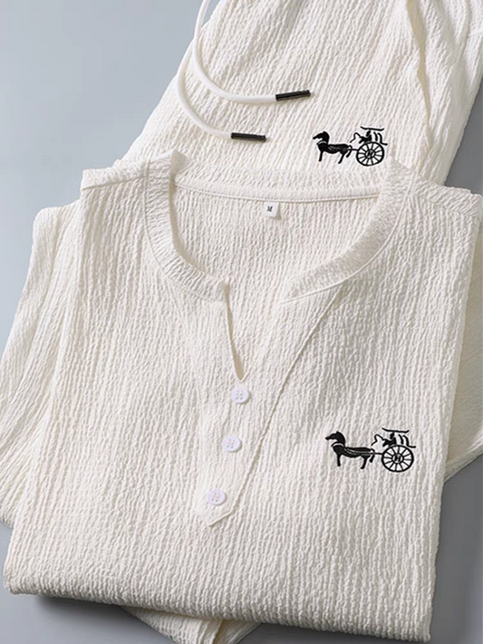 Embroidered Horse Carriage Shirt