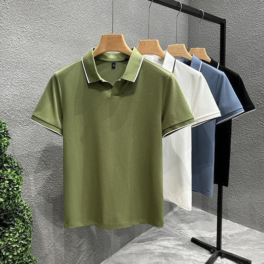 Vintage Ribbed Collar Polo T-Shirt