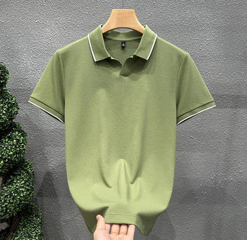 Vintage Ribbed Collar Polo T-Shirt