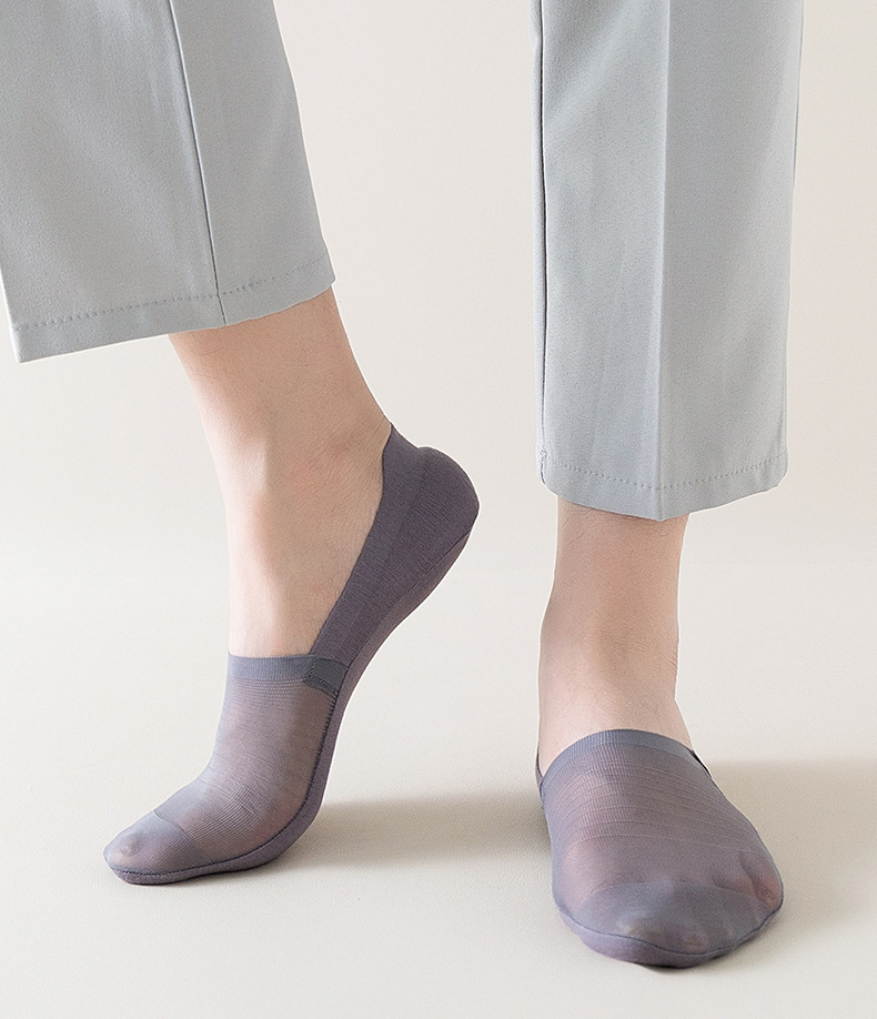 Men's 5-Pair Ultra-Thin Nylon Ankle Socks: Breathable, Non-Slip, & Comfortable