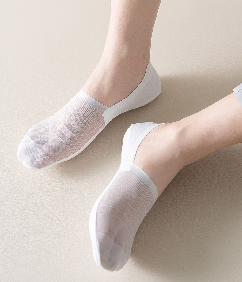Men's 5-Pair Ultra-Thin Nylon Ankle Socks: Breathable, Non-Slip, & Comfortable
