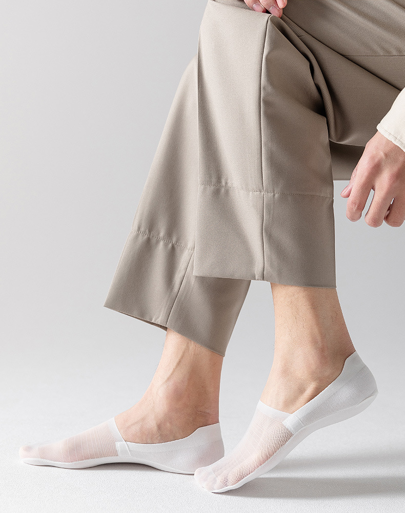 Men's 5-Pair Ultra-Thin Nylon Ankle Socks: Breathable, Non-Slip, & Comfortable