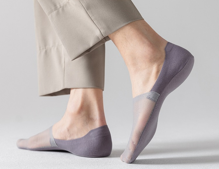 Men's 5-Pair Ultra-Thin Nylon Ankle Socks: Breathable, Non-Slip, & Comfortable