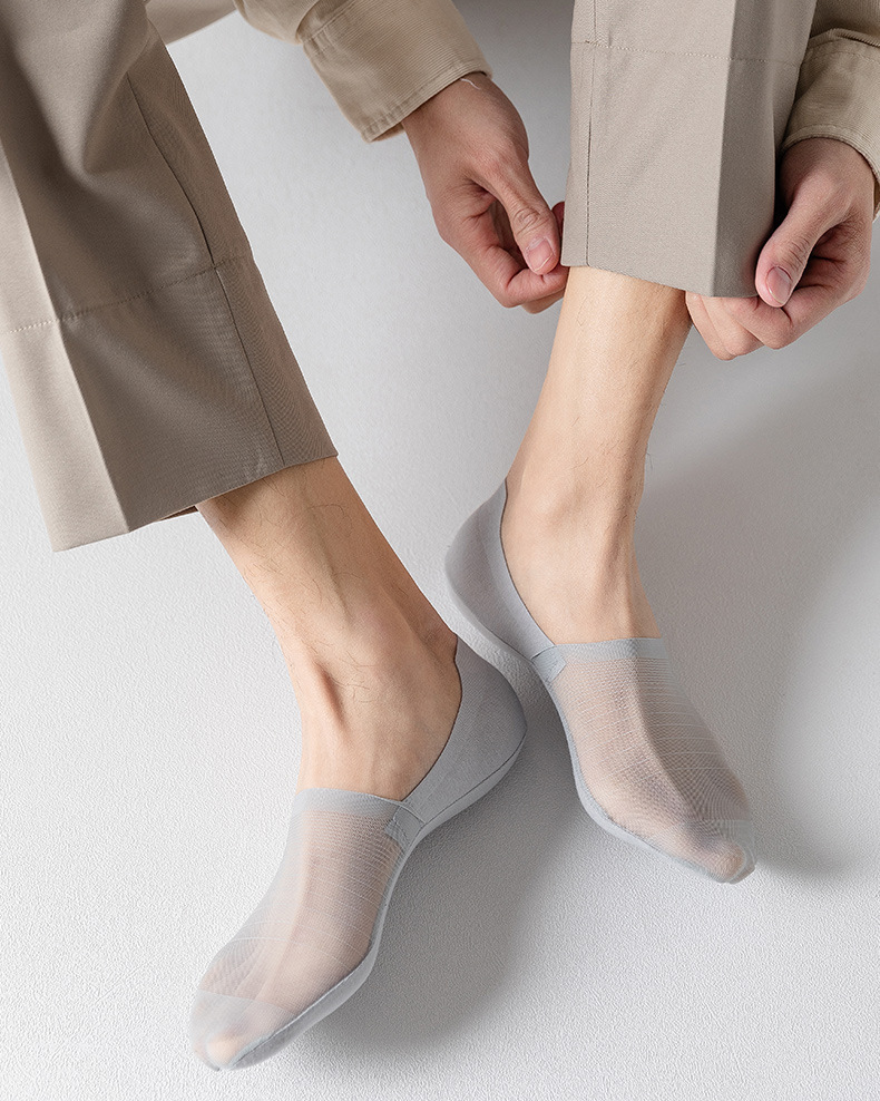 Men's 5-Pair Ultra-Thin Nylon Ankle Socks: Breathable, Non-Slip, & Comfortable