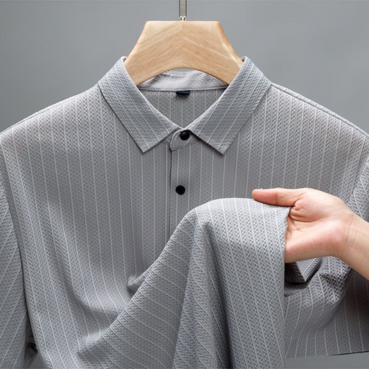 NoirCrest Geo-Stripe Polo T-Shirt
