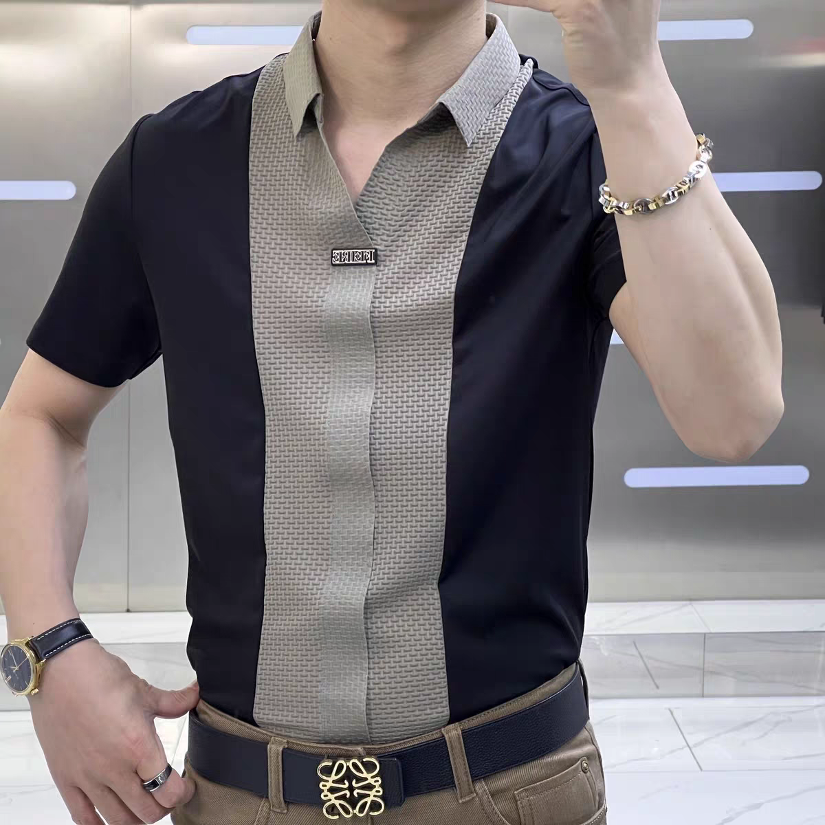 Textura Emblem Split Polo