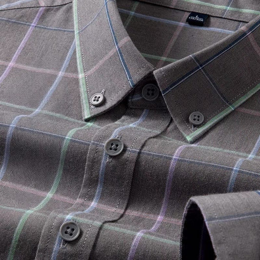 Vintage Square Grid Cotton Shirt