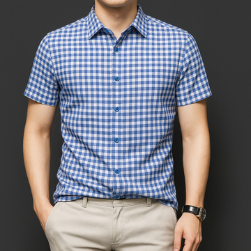 Luxe Gingham Cotton Half Sleeve Shirts