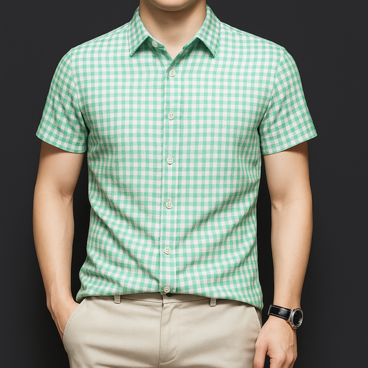 Luxe Gingham Cotton Half Sleeve Shirts