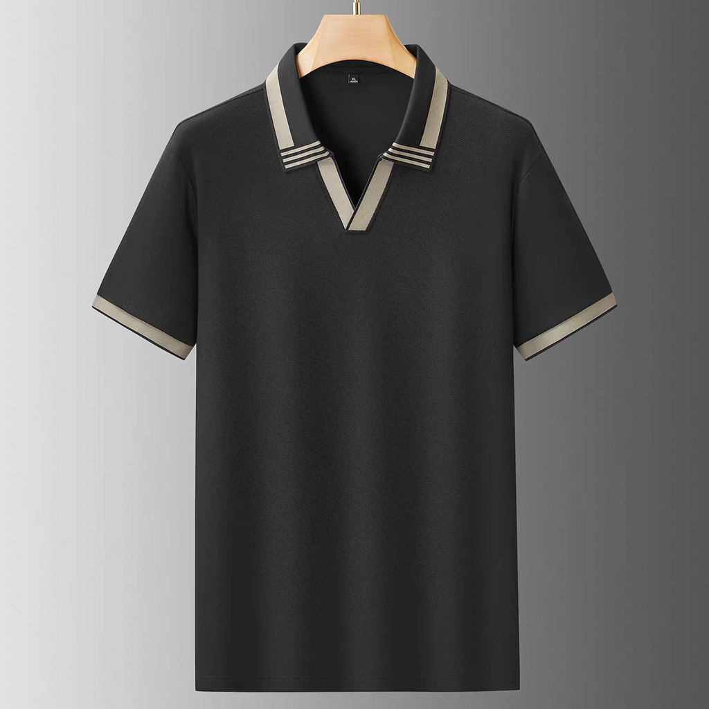 Frayline  Black Riviera Open-Collar Polo T-Shirt