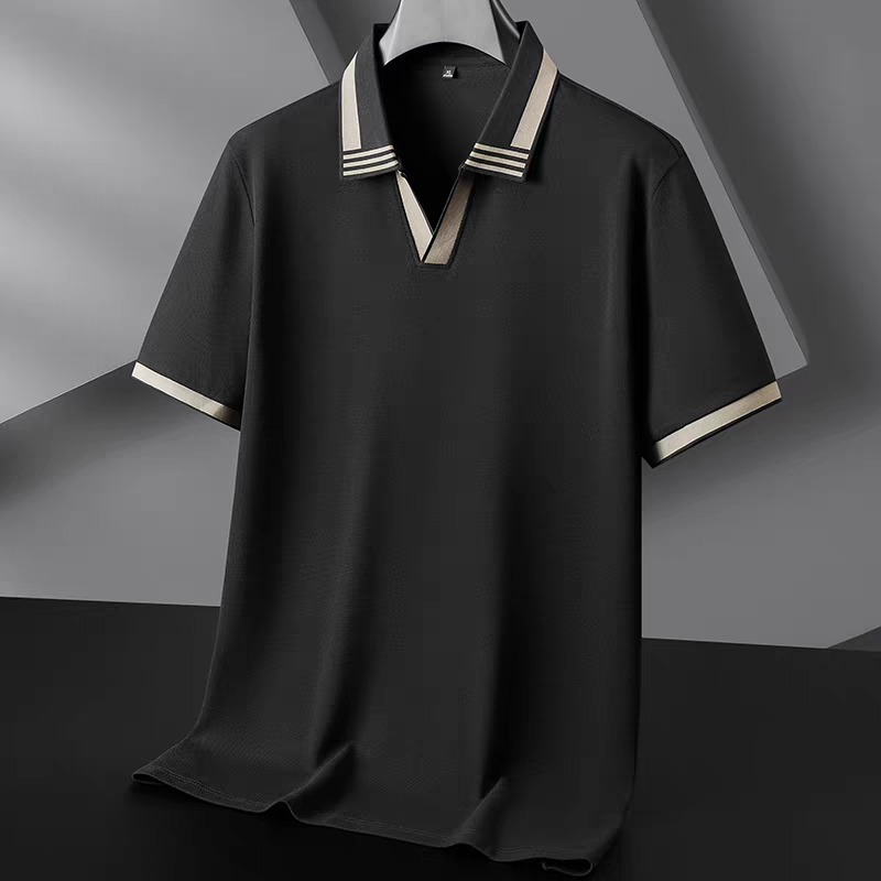 Frayline  Black Riviera Open-Collar Polo T-Shirt
