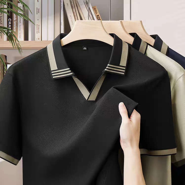 Frayline  Black Riviera Open-Collar Polo T-Shirt