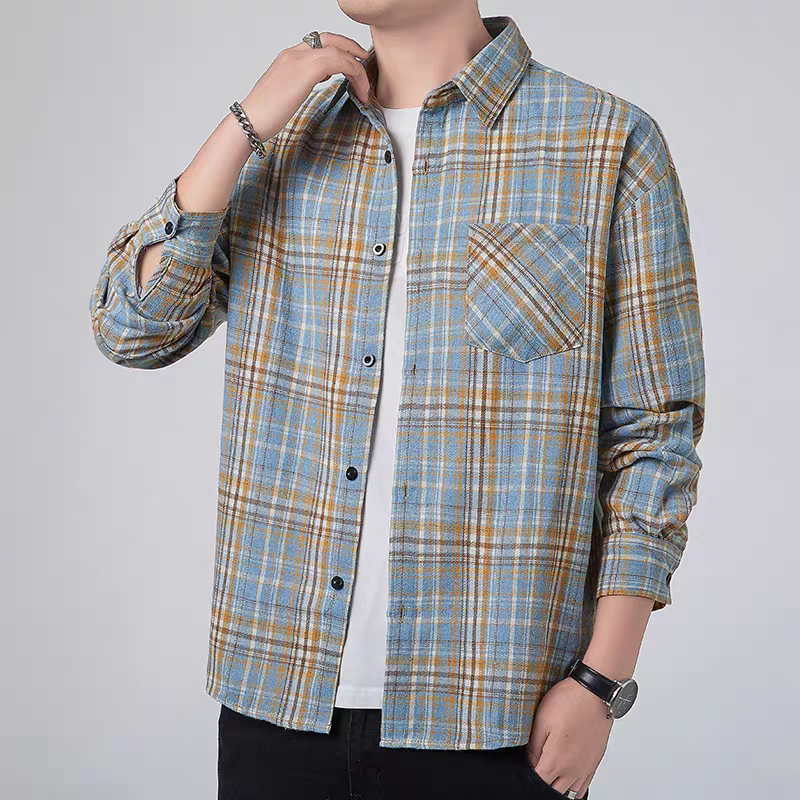 Rustic Grid Cotton Plaid Shirt