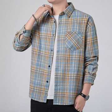 Rustic Grid Cotton Plaid Shirt