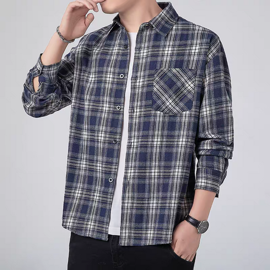 Rustic Grid Cotton Plaid Shirt