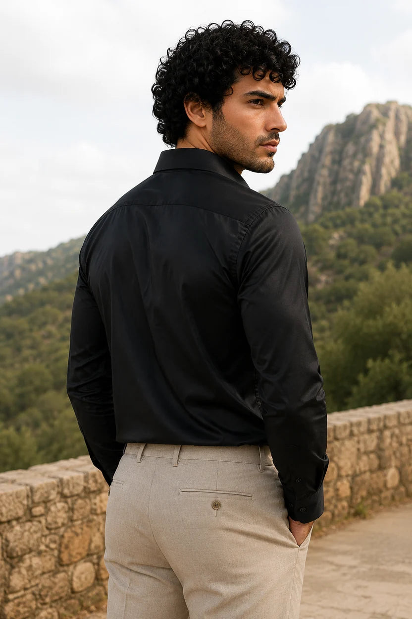 Black Soft Satin Premium Shirt