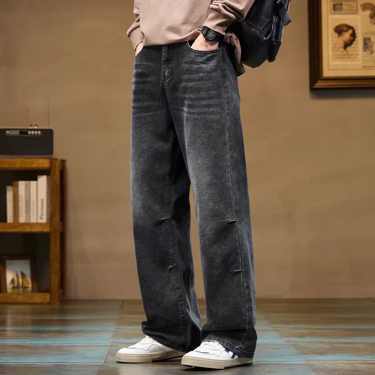 Frayline Asphalt Black Baggy Fit Jeans