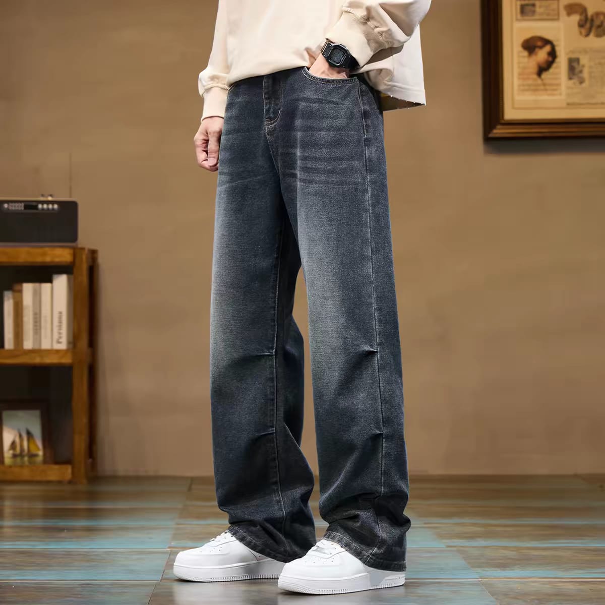 Frayline Slate Fade Wide-Leg Jeans