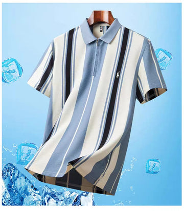 Men’s Stripe Zip Polo Shirt
