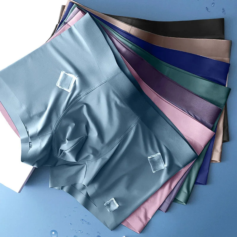 Men's Seamless Ice Silk Boxer Briefs: Breathable, Antibacterial Comfort