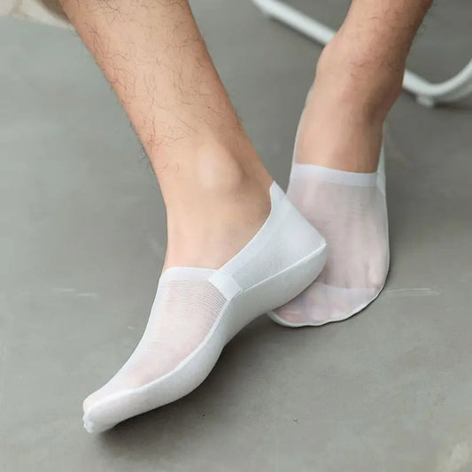 Men's 5-Pair Summer Ultra-Thin Nylon Ankle Socks: Breathable, Non-Slip, & Comfortable