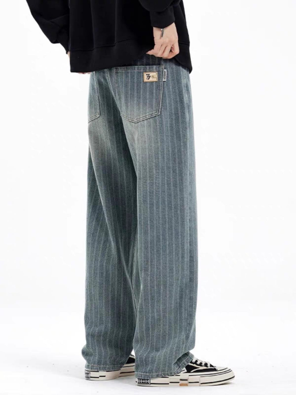 Frayline Shadow Weave Baggy Fit Jeans