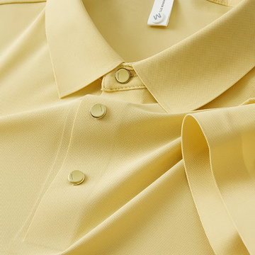 Men’s Pastel Yellow Textured Half Sleeve Polo T-Shirt