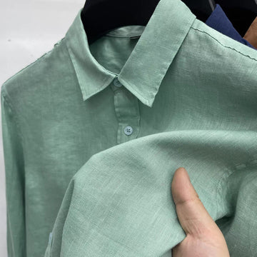 Men’s Mint Green Linen Blend Relaxed Fit Shirt