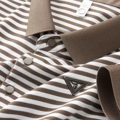 Vinatge Brown and white Striped Branded Polo T-Shirt