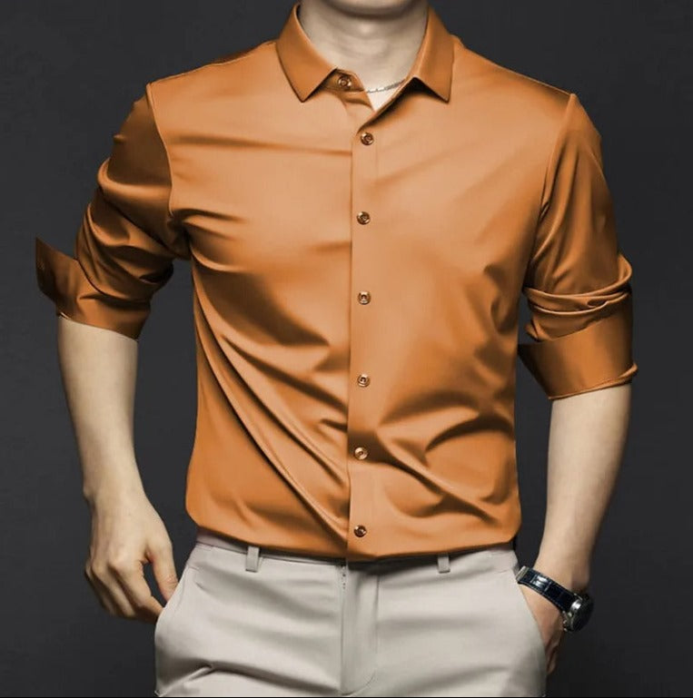 Men’s Burnt Orange Satin Finish Shirt