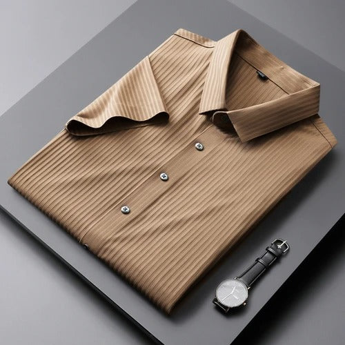 Pop Striped Textured Short Sleeve Shirt